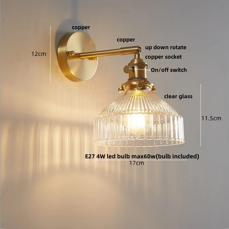 DecorBites™ Clear Flower Glass LED Wall Lamp with Pull Chain Switch