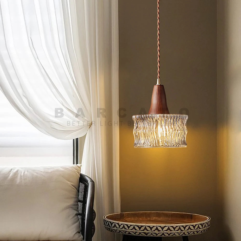Nordic Wood and Glass Pendant Light