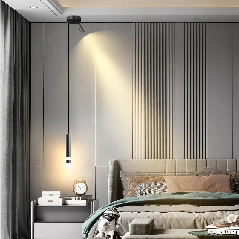 Modern Long Double Spotlight Pendant Light in Black/Gold
