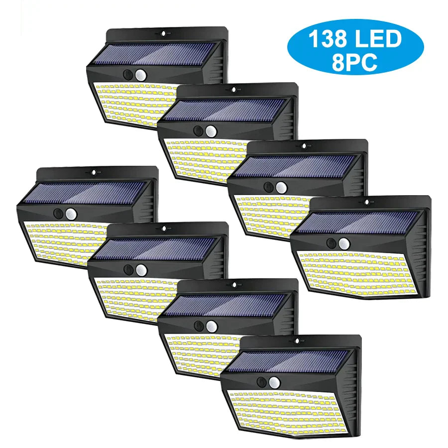 DecorBites™ 138 LED Solar Wall Lamp Security Motion Sensor 3 Modes Fence Yard Deck