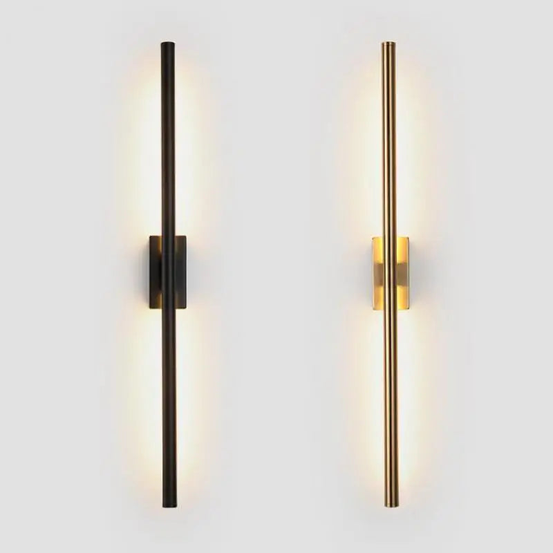 مصباح حائط LED أنبوبي خطي من DecorBites™ إضاءة علوية سفلية لون أسود وذهبي