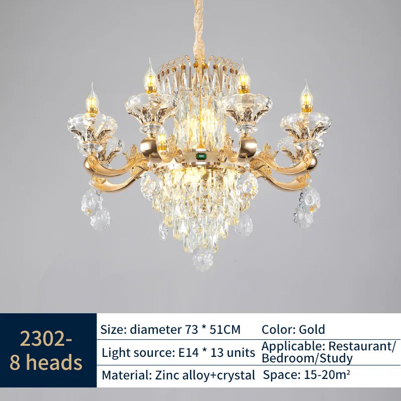 DecorBites™ Jade Crystal Chandelier: Modern European Living Room & Dining Lamp