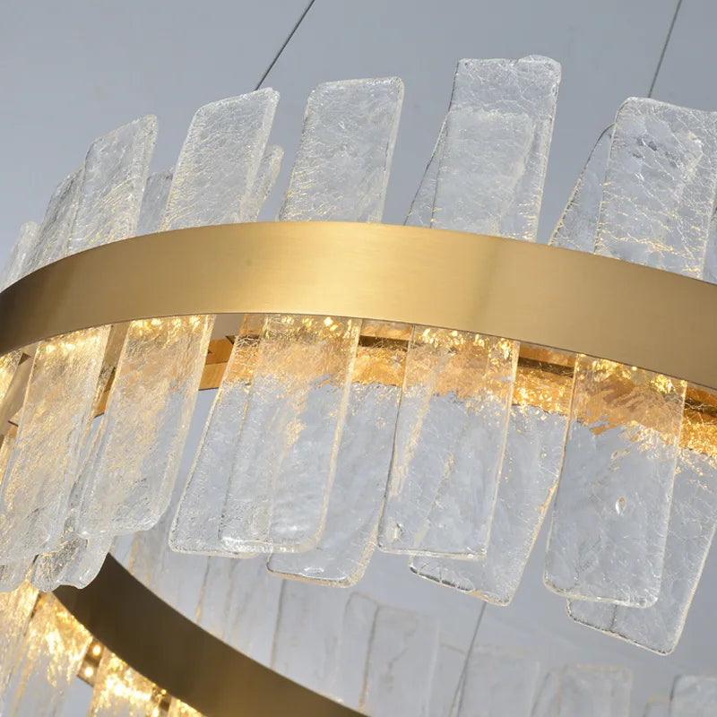 DecorBites™ ثريا كريستال ذهبية متدلية بتقنية LED - إضاءة زجاجية عصرية فاخرة
