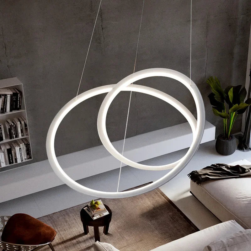 ثريا Kepler LED مستديرة من DecorBites™ لديكور غرفة المعيشة، مصباح معلق أبيض