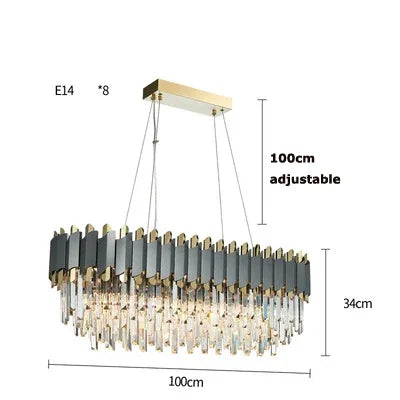 DecorBites™ Art Deco Black Golden Crystal Chandelier for Foyer