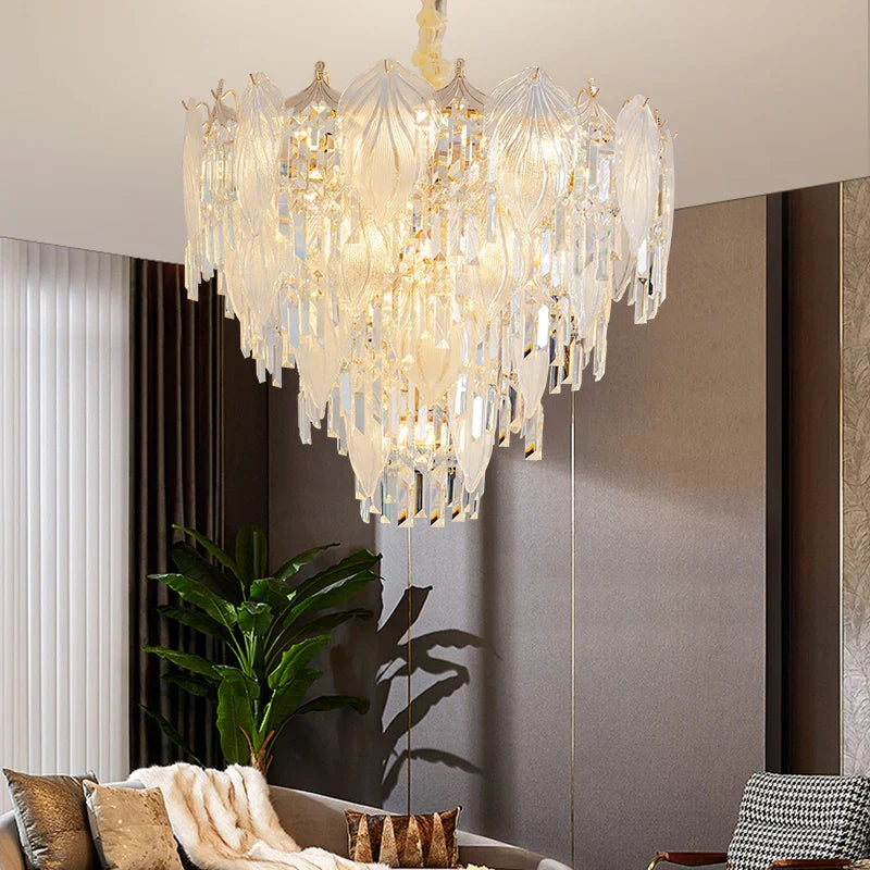 DecorBites™ French Crystal Chandelier Cream Wind Lighting Elegant Luxury Lights