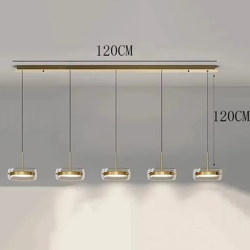 Modern Glass Ring Pendant Light in Iron