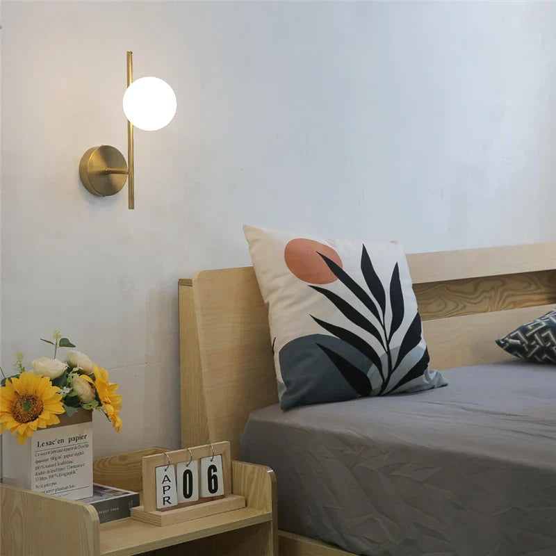 DecorBites™ Golden Indoor Wall Lights with Milky Glass Ball, Double G9 Bulbs