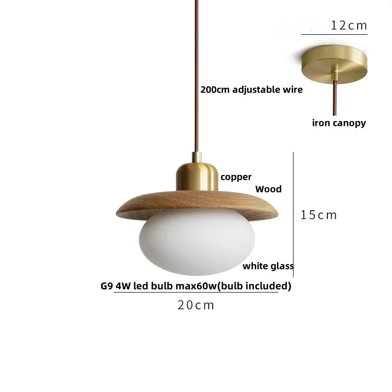 مصباح معلق زجاجي LED من DecorBites™ بقاعدة نحاسية لديكور غرفة المعيشة والطعام