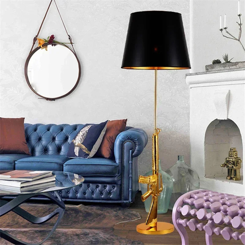 DecorBites™ Gun Floor Lamp Electroplated Metal Table Desk Light