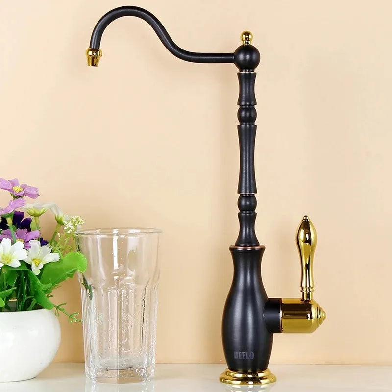 DecorBites™ Gold Kitchen Sink Faucet حنفية مياه باردة 360 درجة قابلة للدوران من النحاس الصلب