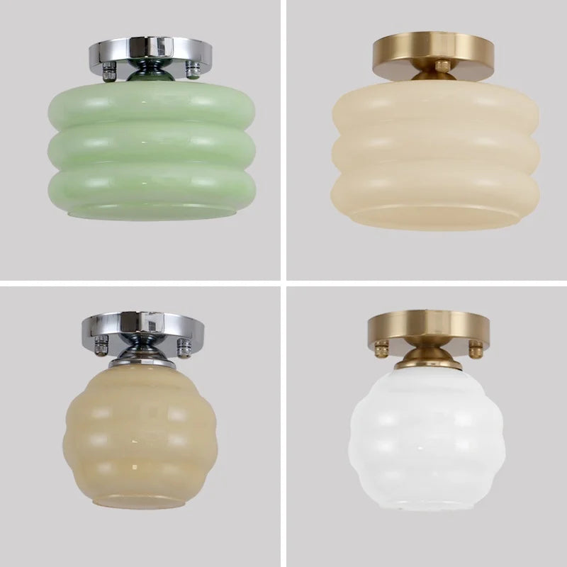 DecorBites™ Creamy Glass Iron LED Ceiling Light - Modern Indoor Lighting Fixtures