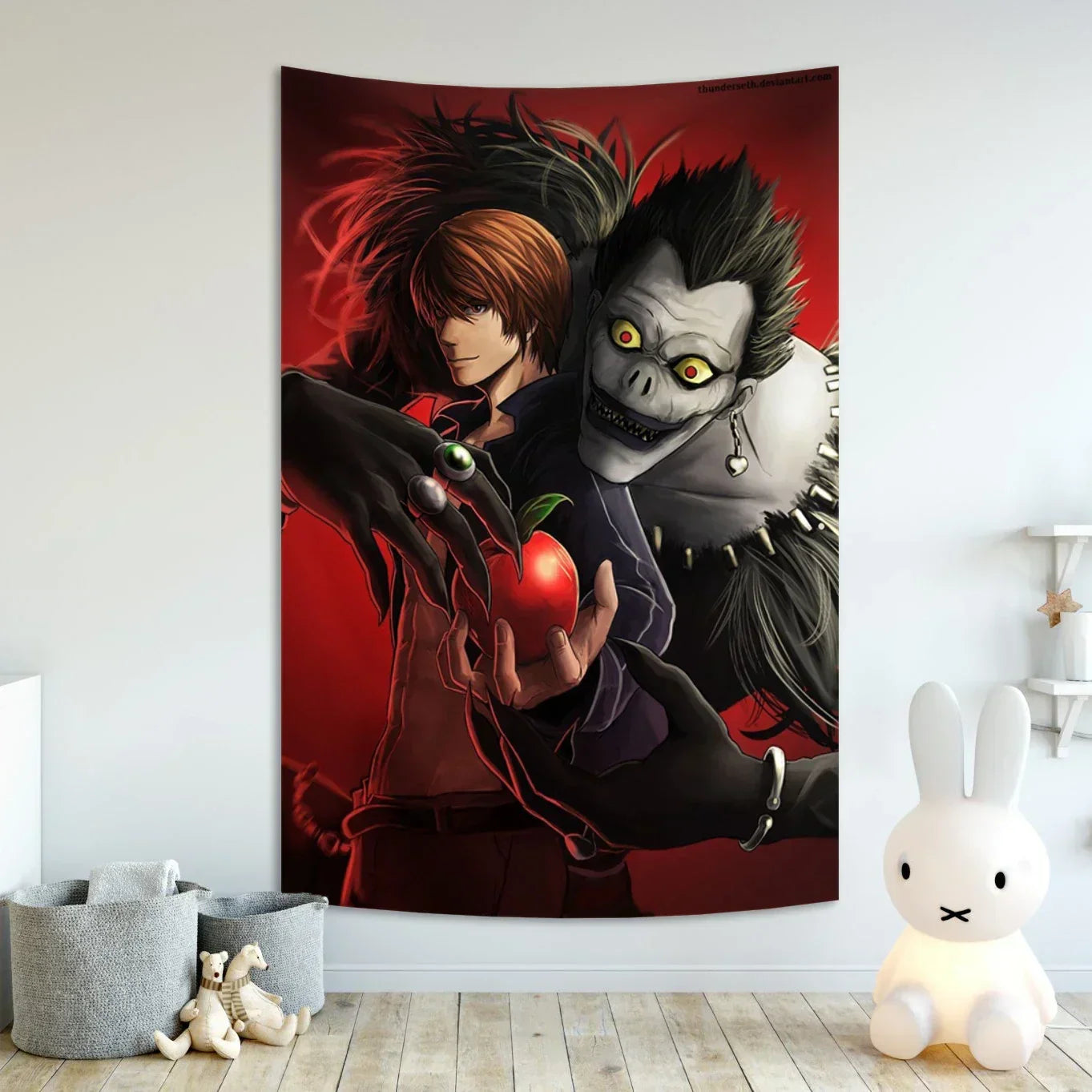 DecorBites™ Death Note Aesthetic Tapestry for Bar Cafe Decor - Hot Anime Art Flag