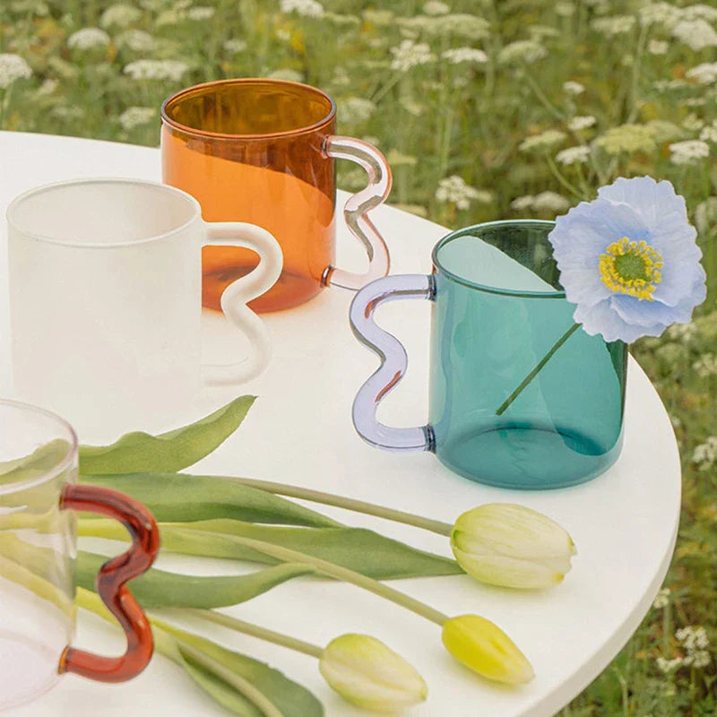 DecorBites™ Handmade Glass Mug High Borosilicate Heat-resistant Tea Coffee Cup
