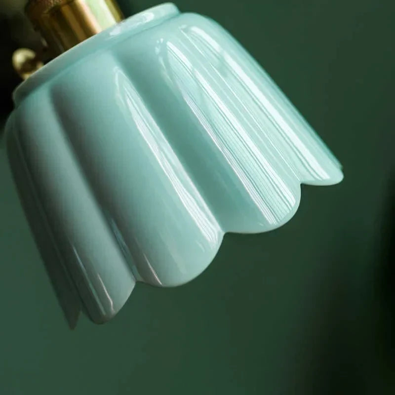 DécorBites™ Abat-jour suspendu LED en céramique Fleur de lotus pour la décoration intérieure