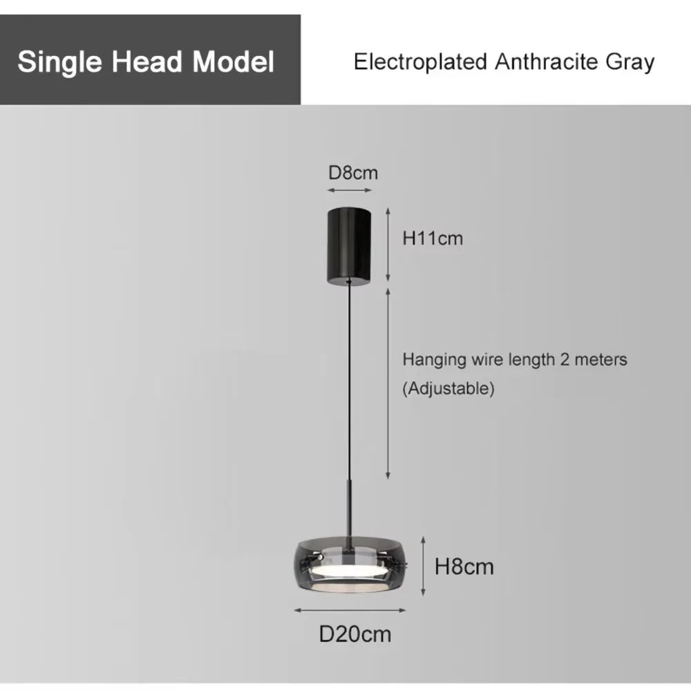 Modern Gray Glass Pendant Light With Plated Finish
