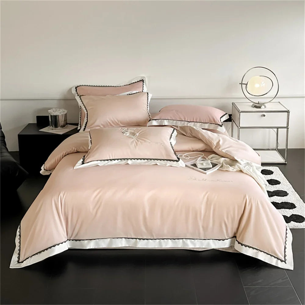 DecorBites™ Hot Diamond Lace Egyptian Cotton Bedding Set: Sheet, Pillowcase, Duvet Cover, Full-Queen-King Size