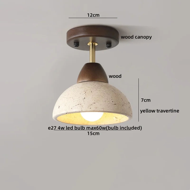 DecorBites™ LED Wood Yellow Travertine Ceiling Light - Modern Style for Home Decor