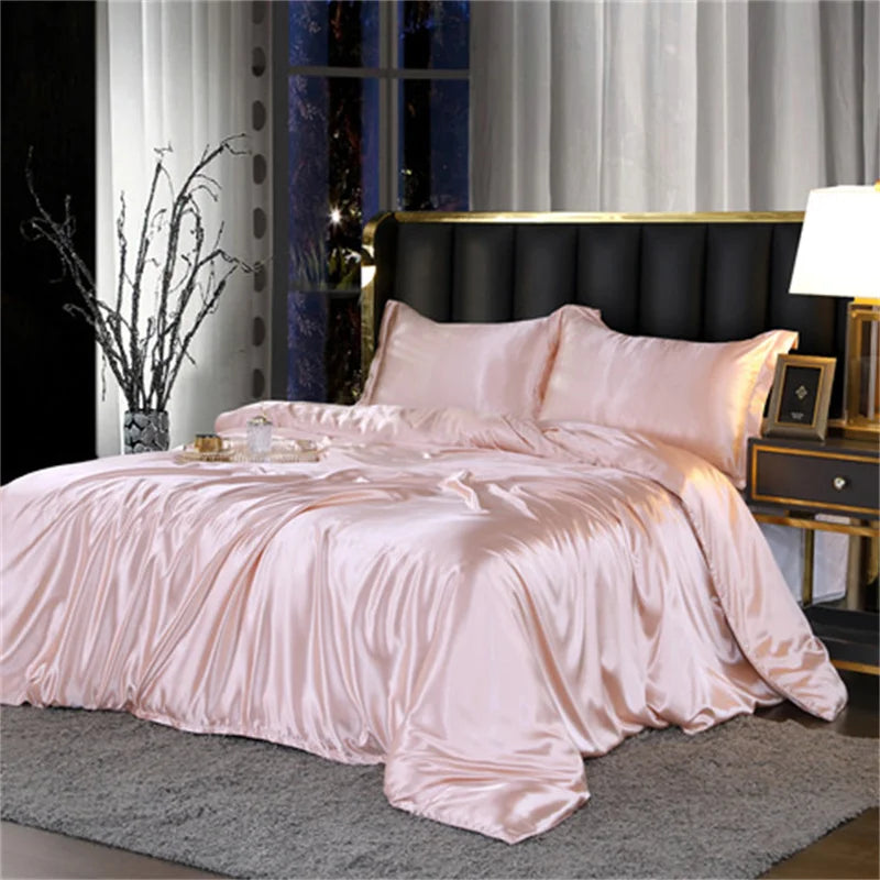 DecorBites™ King Size Silk-Blend Duvet Cover Set with Pillowcases