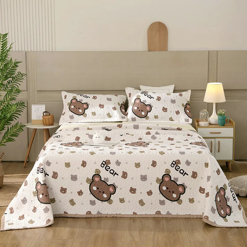 DecorBites™ Cotton Double Bedspread Set with Floral Design for Healthy Home Bed Decor