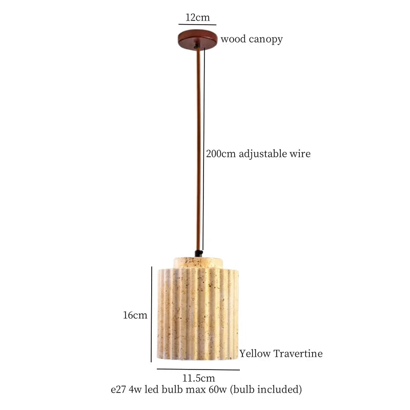 DecorBites™ LED Wood Yellow Travertine Pendant Light for Living Room Bedside - Nordic Interior Lighting
