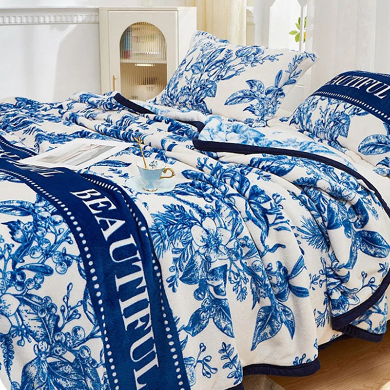 DecorBites™ Cozy Flannel Plush Blanket - All Seasons Sofa Cover & Bed Sheet for Queen Double