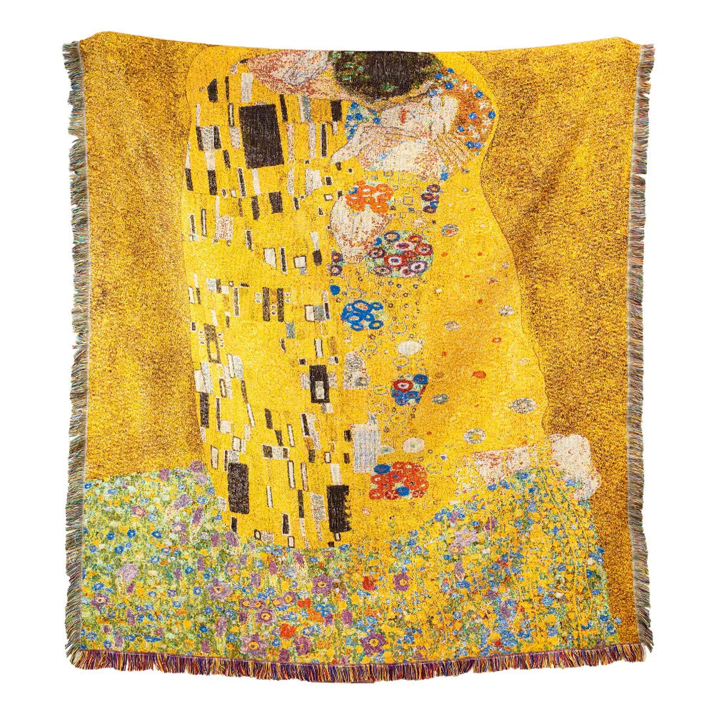 بطانية DecorBites™ Gustav Klimt The Kiss بنقشة فنية من نسيج القطن