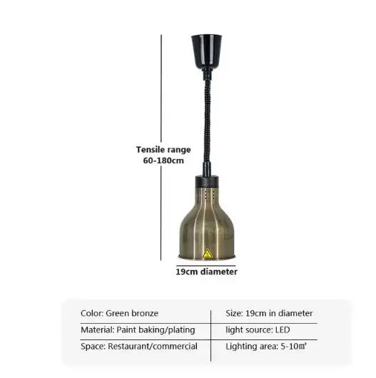 Vintage Telescopic Stainless Steel Buffet Heat Pendant Lamp