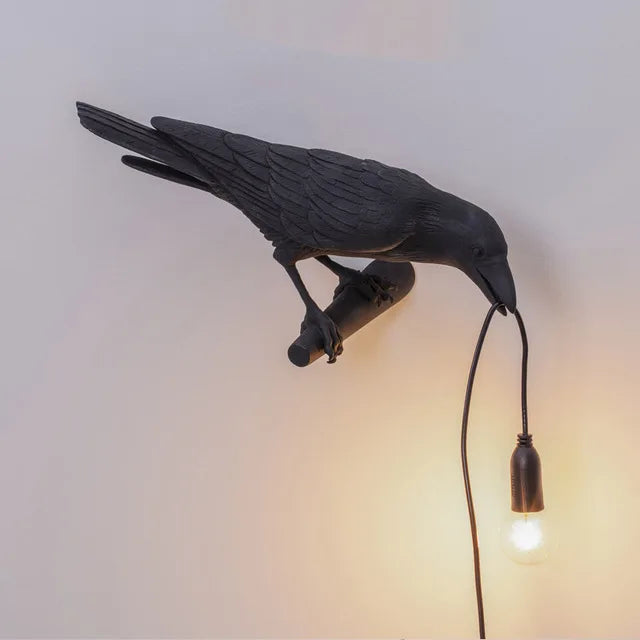 DecorBites™ Designer Bird Wall Lamp Modern Resin White Black LED Light Bedroom Living Room