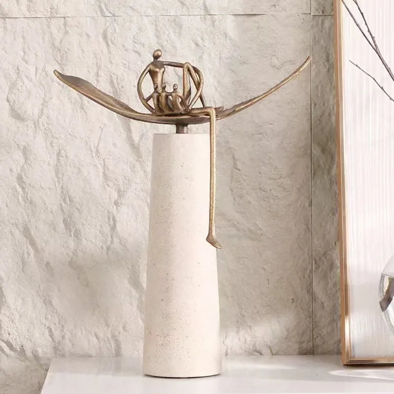 DecorBites™ Golden Metal Abstract Figure Sculpture Home Decor CraftǀCreative Figurine Ornament