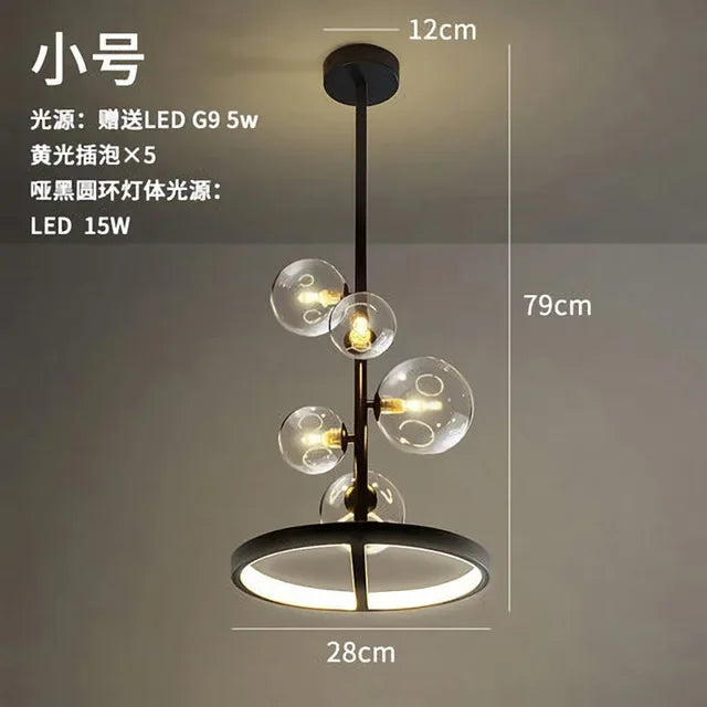 DecorBites™ Glass Ball LED Chandelier: Modern Nordic Style for Living, Dining, Kitchen, Study