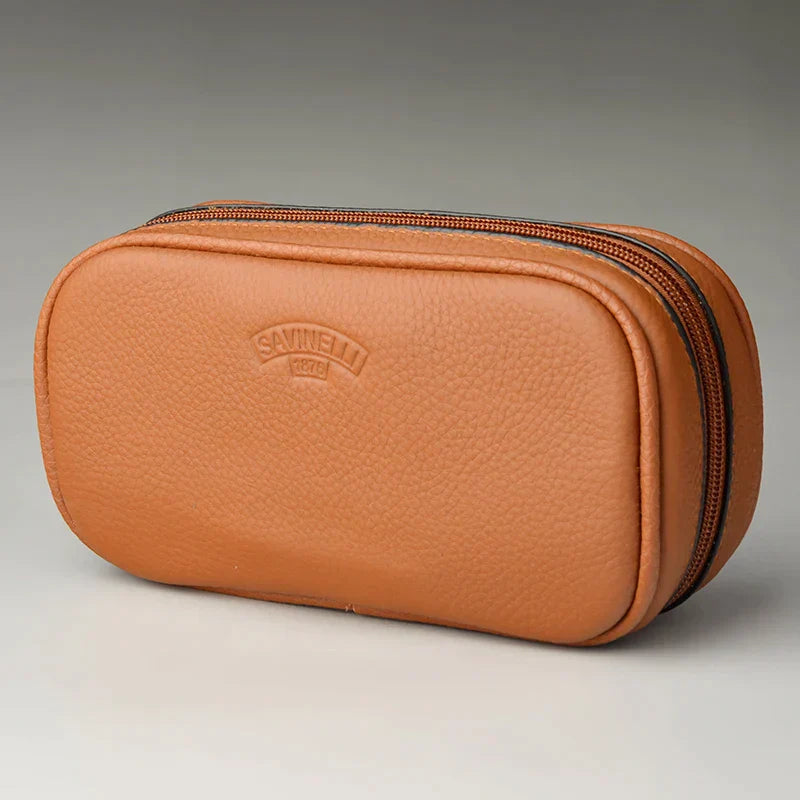 DecorBites™ Cowhide Leather Pipe Bag Holder for 3 Pipes