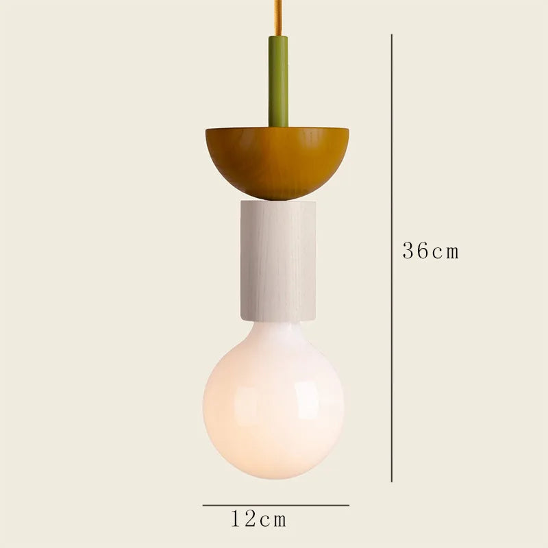 Nordic Wood Pendant Light With Iron Accent