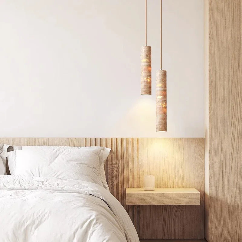 Cream Marble Linear Pendant Light