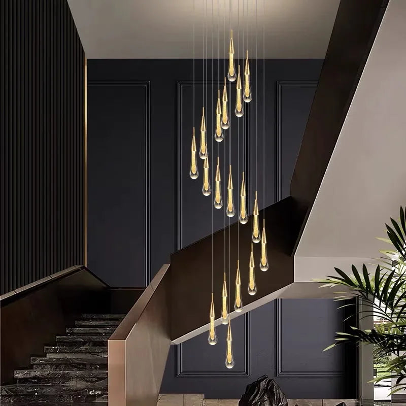 DecorBites™ Crystal LED Chandelier: Modern Art Pendant Light for Restaurant, Bar, Staircase & Loft