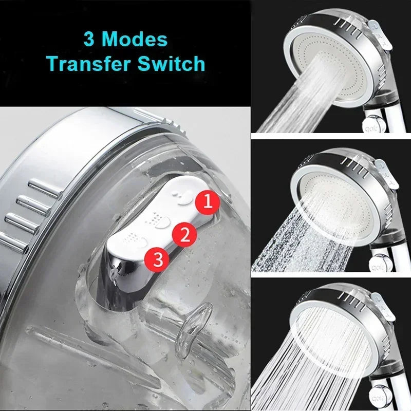 DecorBites™ 3-Function High Pressure Water Saving Spa Shower Head with Switch Button