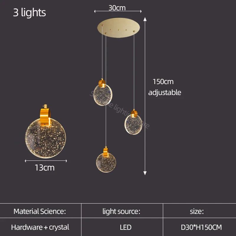 DecorBites™ Crystal LED Stair Slinglight for Nordic Living Room, Villa, and Restaurant