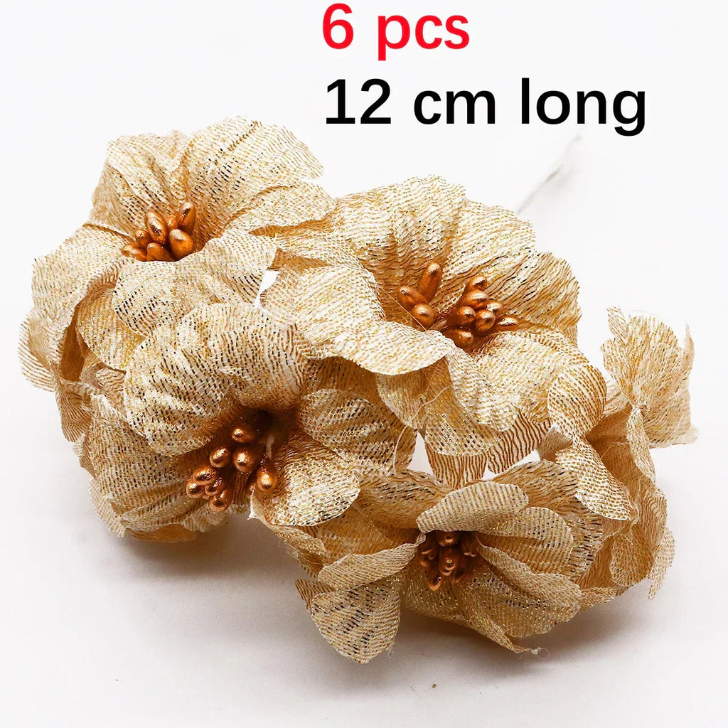 DecorBites™ Gold Hybrid Flower Cherry Stamen Berries Bundle لتزيينك بنفسك