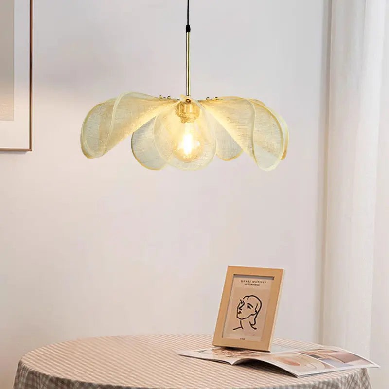 Wabi-Sabi Fabric Flower Pendant Light
