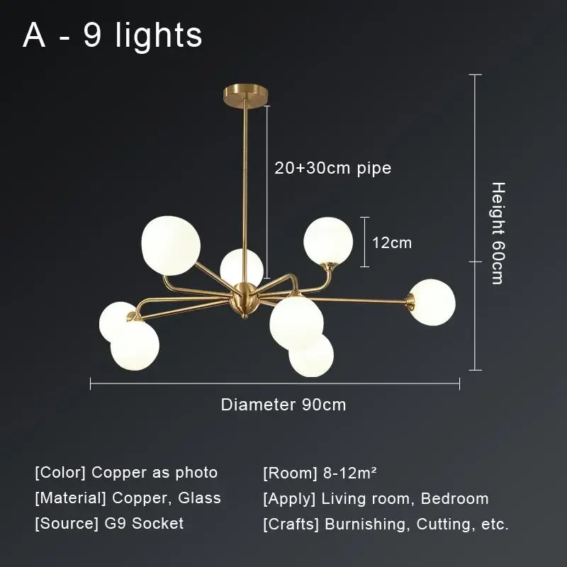 DecorBites™ Copper Ceiling Chandelier for Home Decor Lighting