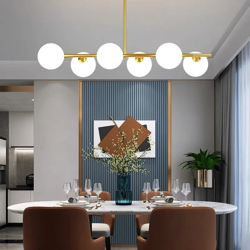 مصباح معلق DecorBites™ الذهبي الكروي الزجاجي LED لإنارة المطابخ وغرف الطعام
