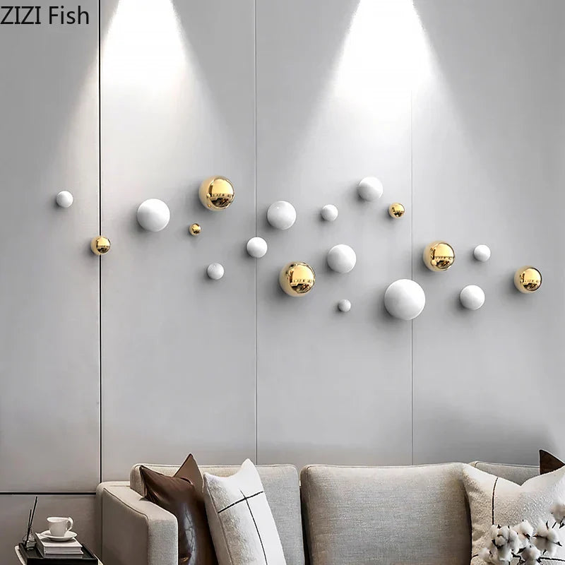 DecorBites™ كرات ذهبية معلقة للحائط، حِرف كروية، ديكور غرفة، قلادات عرض