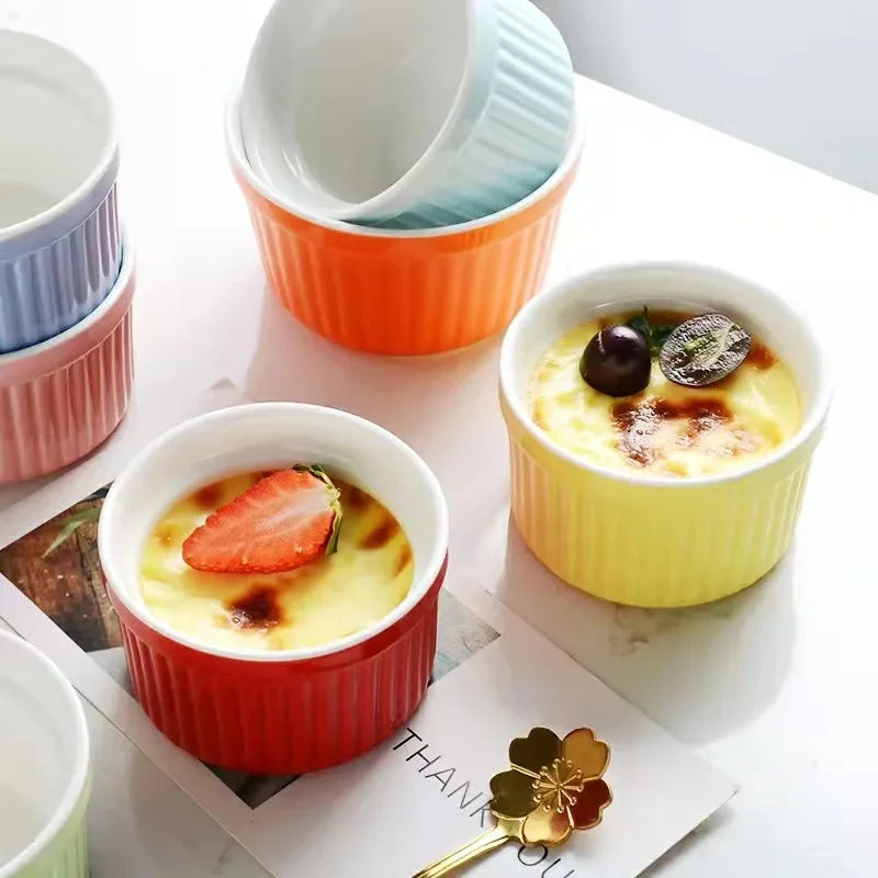 DecorBites™ Ceramic Baking Bowl 3.5 Inch High Temp Resistant Dessert Pudding Bowl