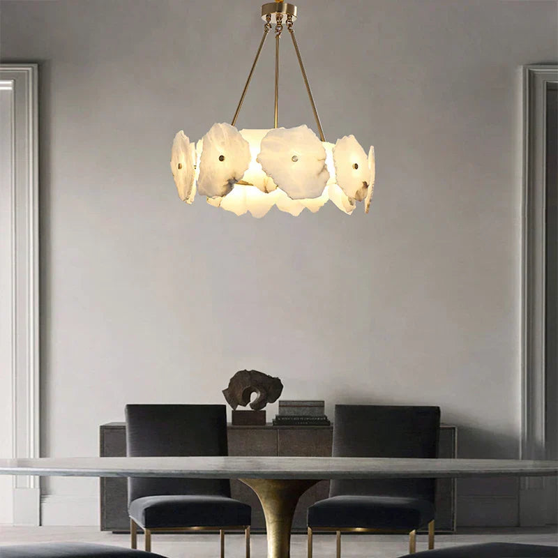 DecorBites™ Brass Marble Ceiling Chandelier: Modern Living Room Dining Table Hanging Lamp