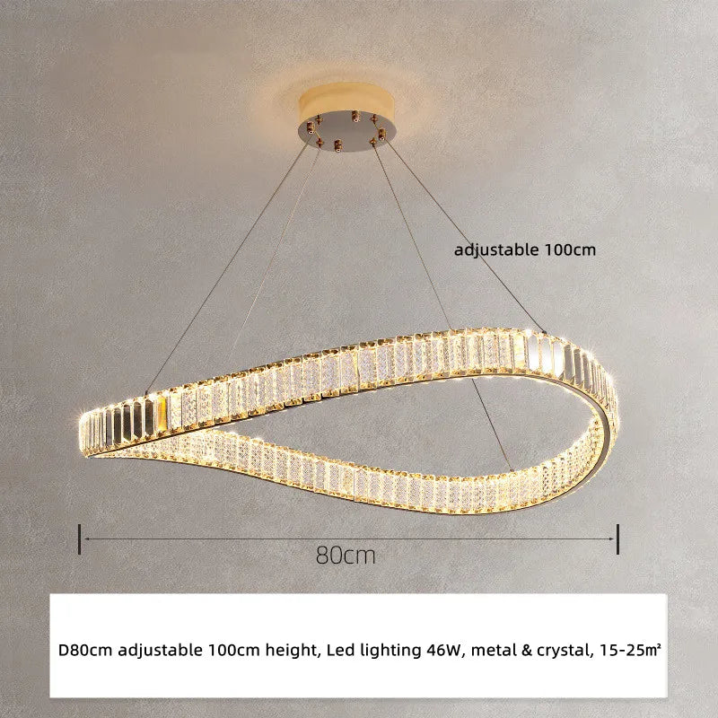 DecorBites™ Crystal LED Pendant Chandelier - Modern Irregular Steel Foyer Lighting