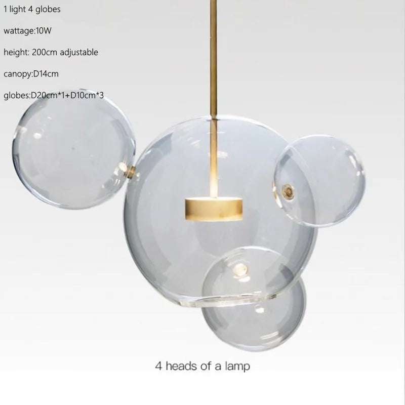 DecorBites™ Glass Bubble Ball LED Chandelier Mickey Light for Modern Indoor Spaces