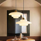 Nordic Cream Glass Pendant Light With Nickel Finish