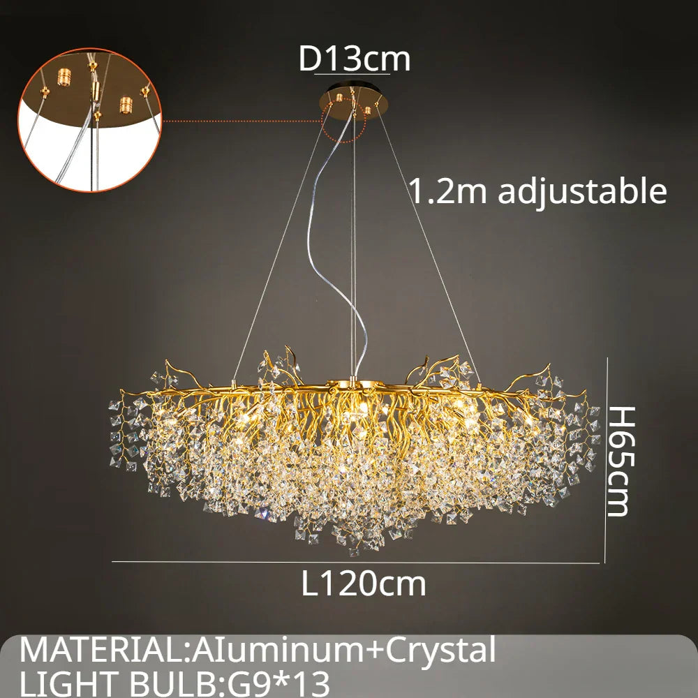 ثريا ديكور بايتس™ الذهبية الكريستالية LED المستديرة على شكل فرع شجرة