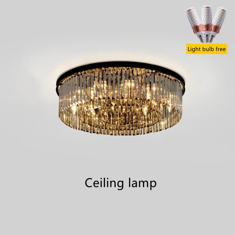 Nordic Crystal Pendant Light in Black or Gold