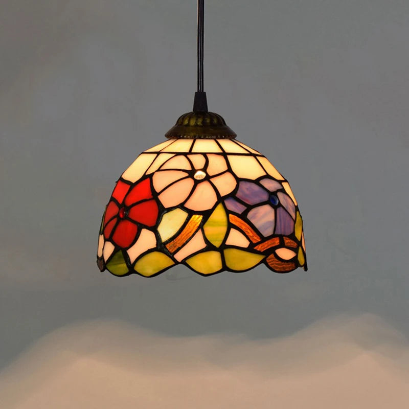 European Stained Glass Pendant Light, 20cm